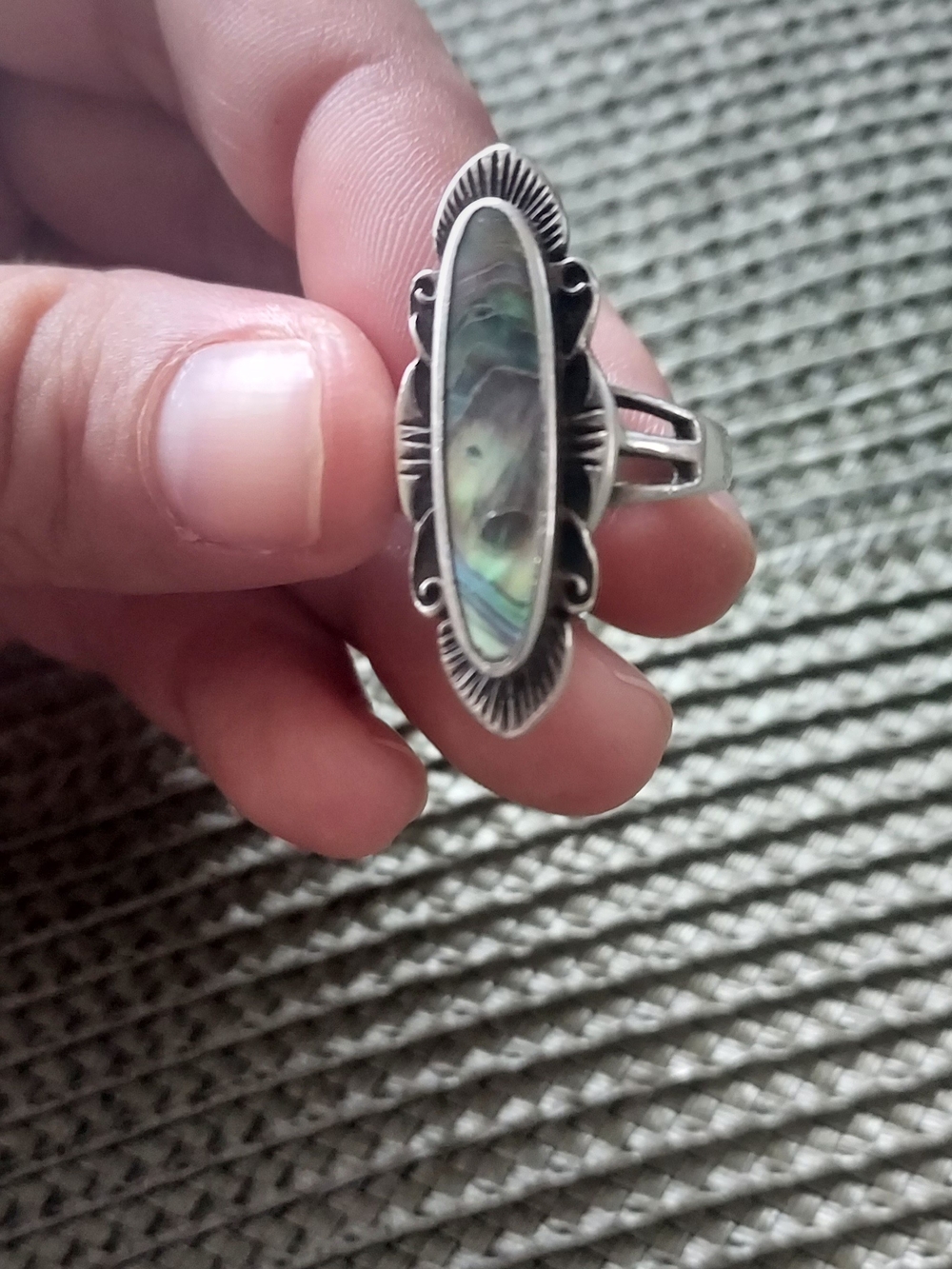 1960s Sterling Albalone Navajo Ring